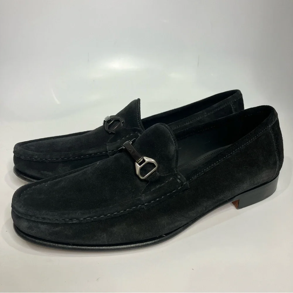 Allen Edmonds Vinci loafers black fine European suede‎ leather mens size 9.5
